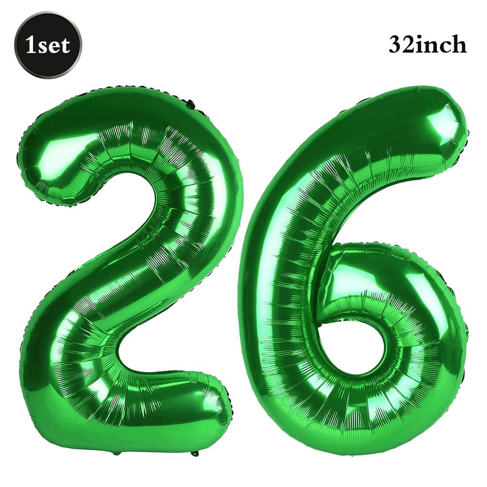 32 Inch Green Number Foil Balloons 0-9 Jungle Safari Theme Soccer Party Decor Kid Boy 1st Birthday Dinosaur Baby Shower Supplies