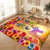 Floral Garden Theme Soft Crystal Velvet Rug Custom Name & Text Print Non Slip Floor Rug for Bedroom Living Room