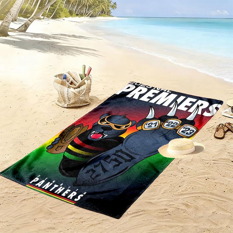 Penrith Panthers Glory Print Beach Towel, Large Soft Quick Dry Towel for Beach Camping Swimming