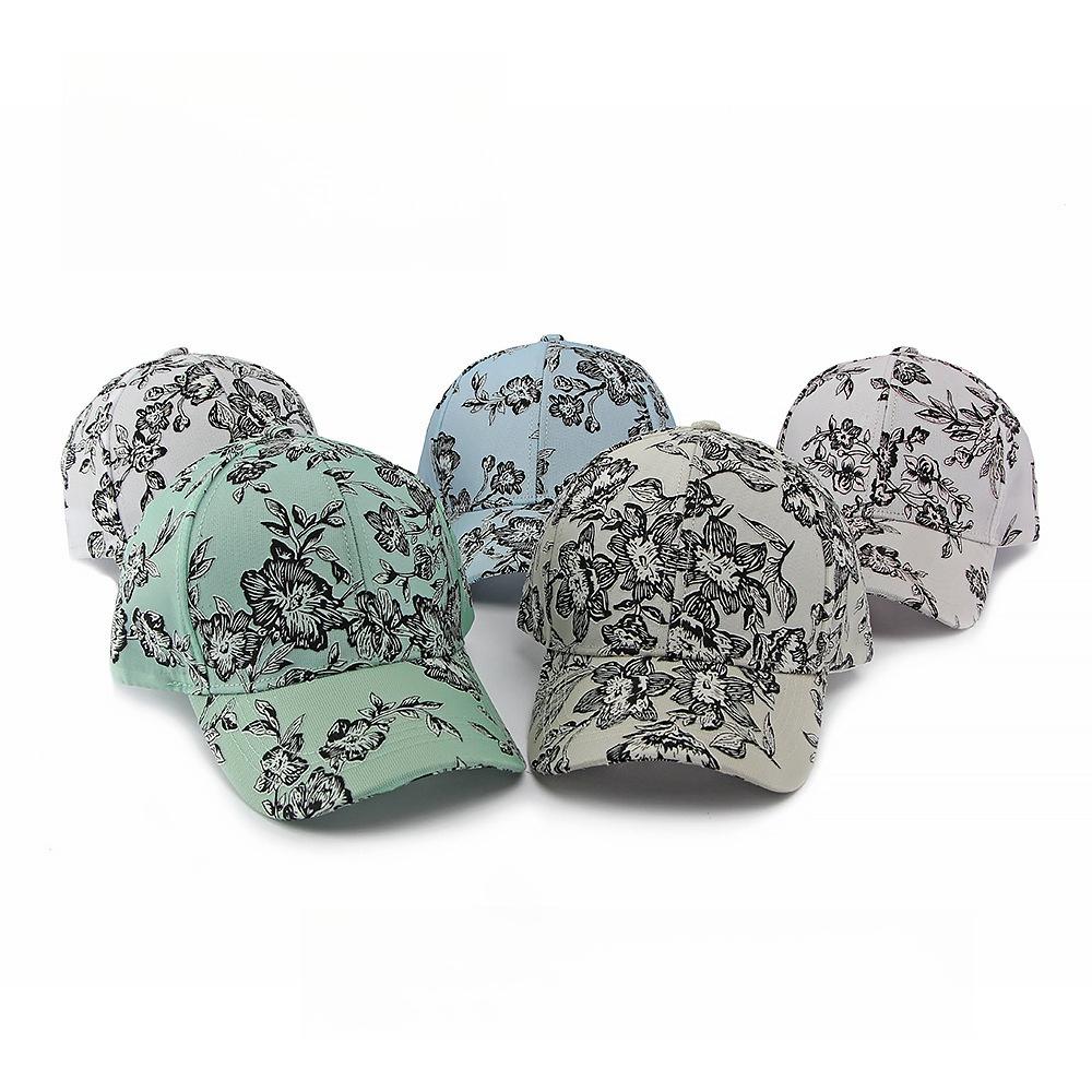 Women’s Korean-Style Floral Print Mesh Baseball Cap, Breathable Hard-Top Summer Hat for Outdoor Sun Protection