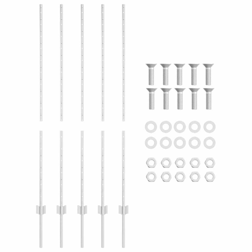 Embedded Fence Post 5 pcs Silver 180 cm