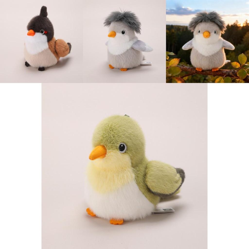 Simulated Island Canary White Eye Red Whiskered Bulbul Plush Toy Doll For School Bag And Mobile Decoration