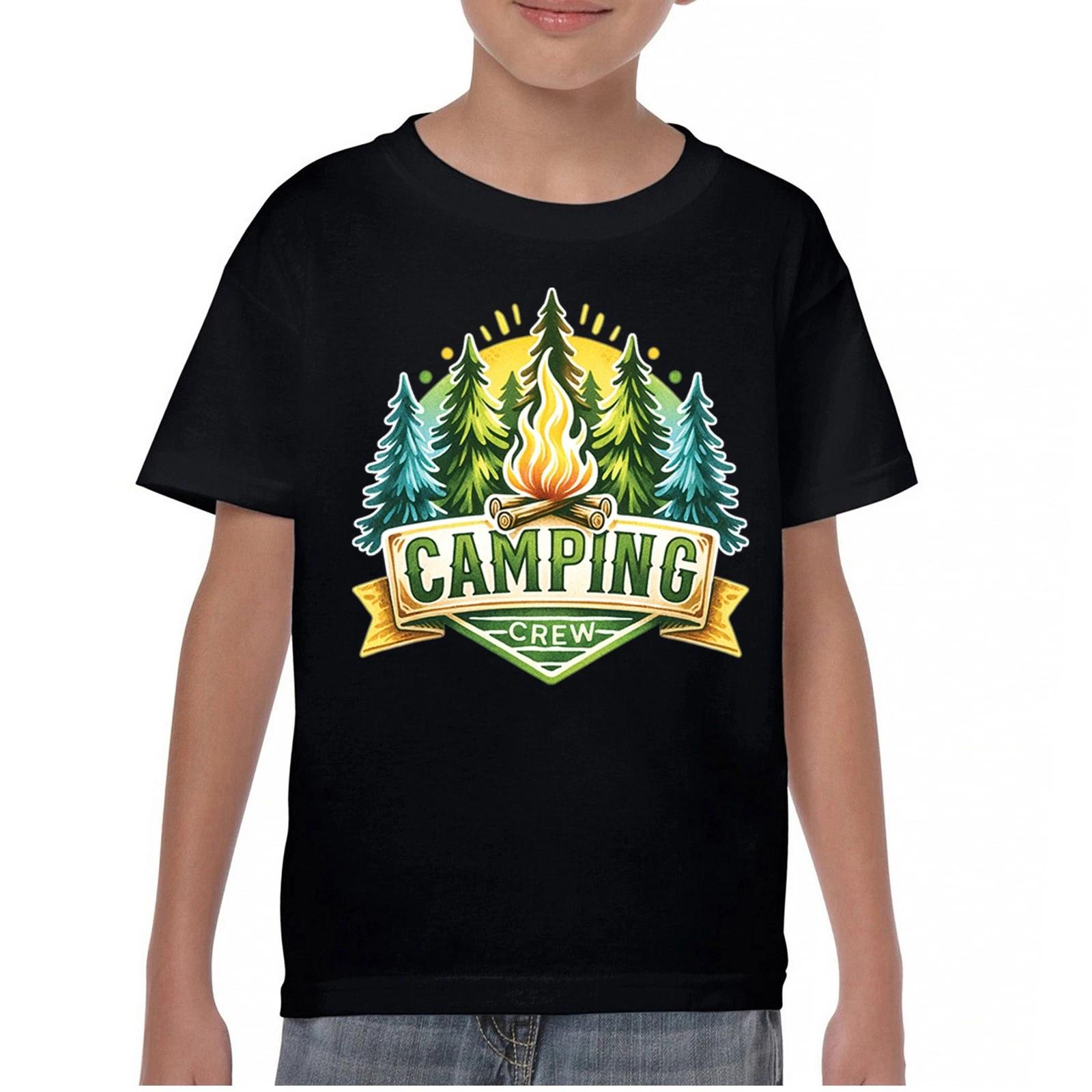 

Camping Crew Youth kids boys T-Shirt Happy Camper Vibe Explore Outdoors Campfire Kids 120