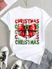 (Asian Size) Style Cute Tee Top Print Christmas New Year Clothing T Shirt Women Fashion Festival  Female Woman Short Sleeve Graphic T-shirts