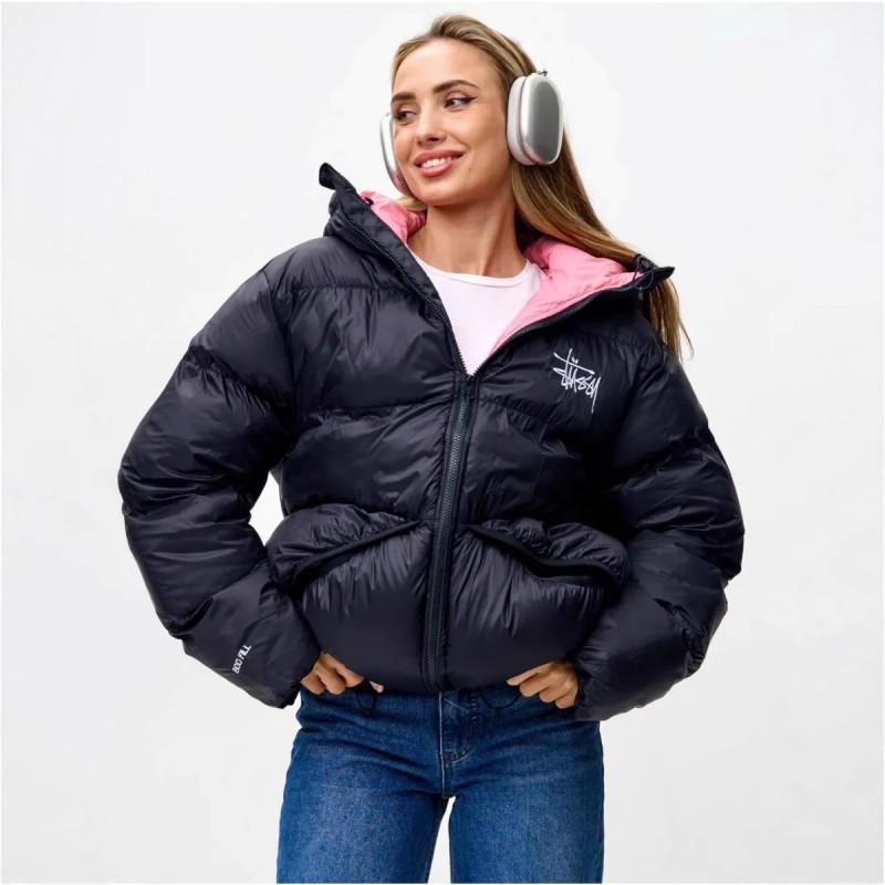 STU Classic Embroidered Zip Hooded Cotton Jacket Unisex Thick Warm Casual Winter Coat