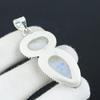 Natürlicher Mondstein Edelstein Handgefertigt 925 Sterling Silber Schmuck Anhänger, Doppelsteinanhänger, Weihnachtsgeschenk für Sie Schmuck für besondere Anlässe