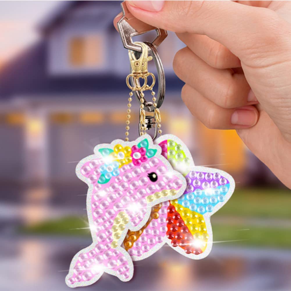 Diamond Art Keychain 15 Types of Diamond Bead Handmade DIY Key Wallet Key Bag 5D Mosaic Diamond Painting Keychains for Decorative Painting Metal