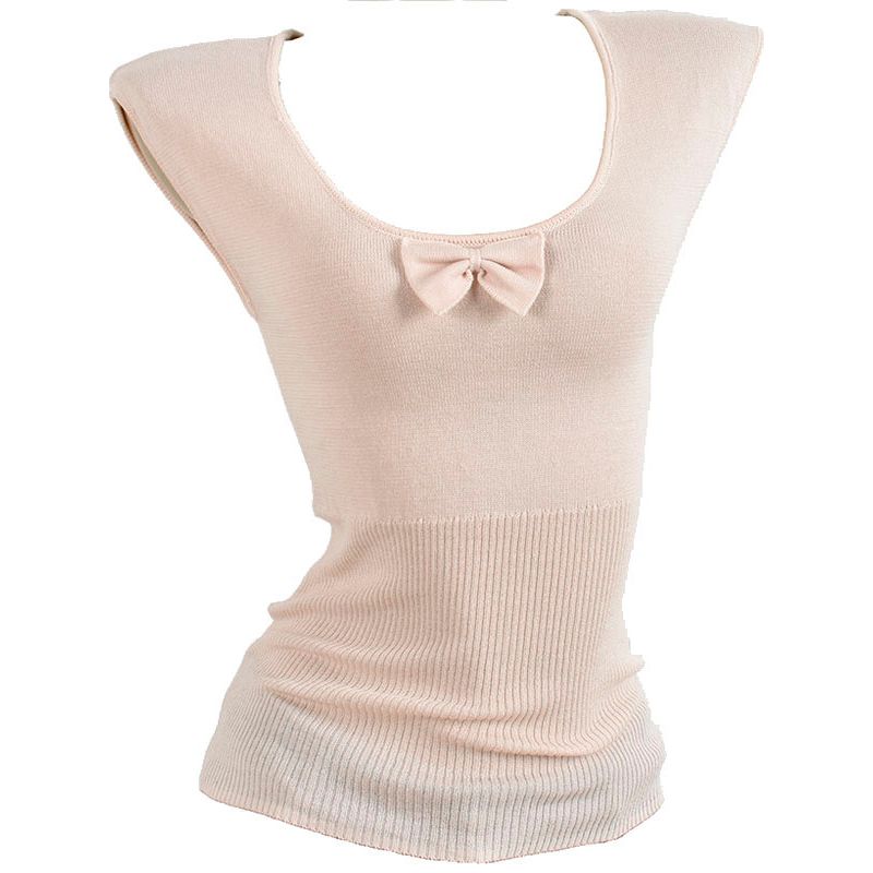 Sweet Bow U Collar Short sleeve T-shirt Women's Spring Summer Six Fleece Pure Desire Style Bottoming Shirt Slim fit Slimming Top