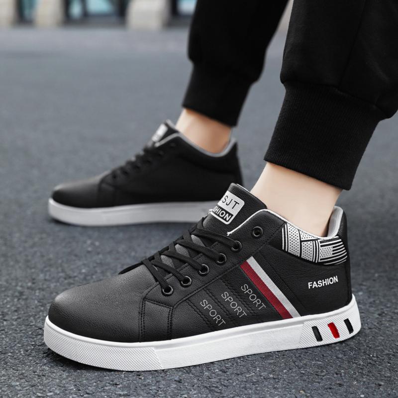 Mode High Top Herren Sneaker Weiß Atmungsaktiv Herren Freizeitschuhe Modedesigner Stiefeletten Rutschfeste Plateau Herren Sportschuhe Übergröße