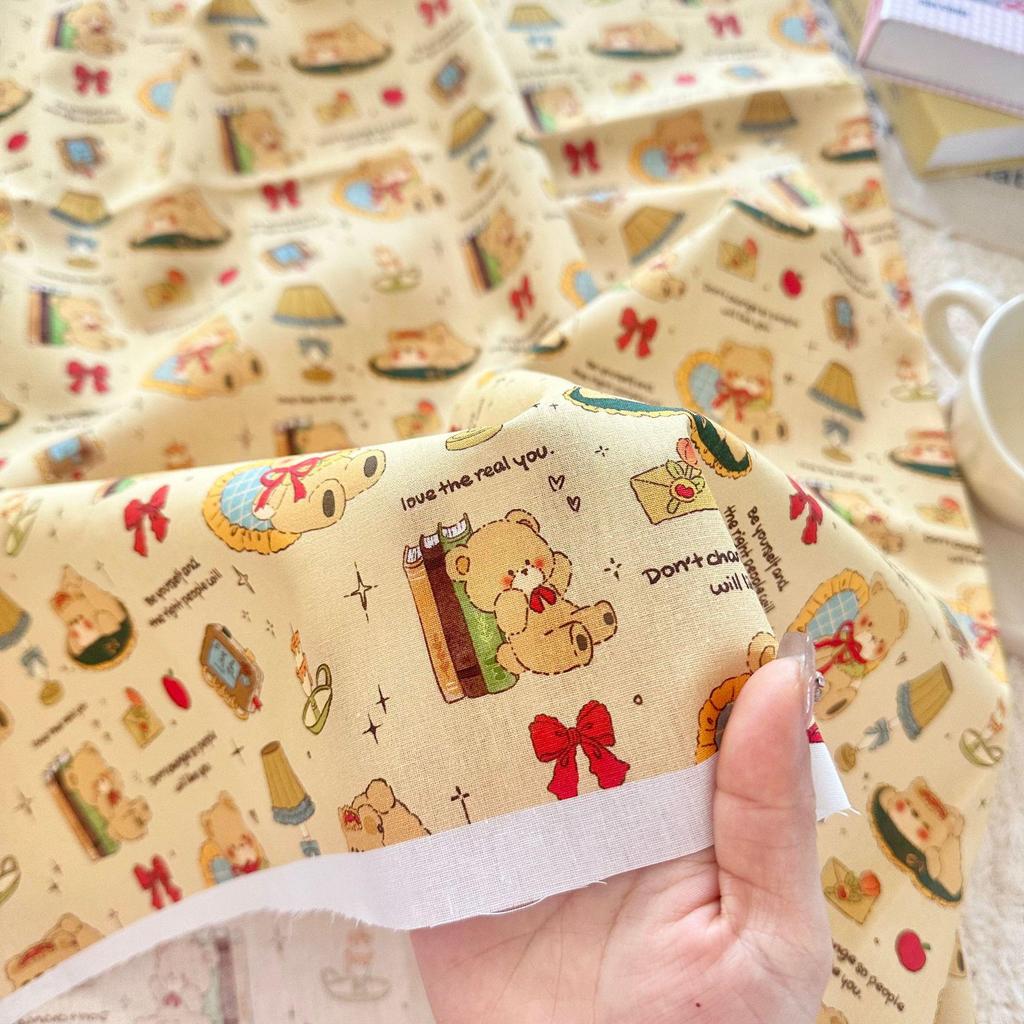 100% Cotton Digital Print Fabric: Korean Style Cartoon Animal & Floral Design for Women's, Children's Clothing & Homewear DIY