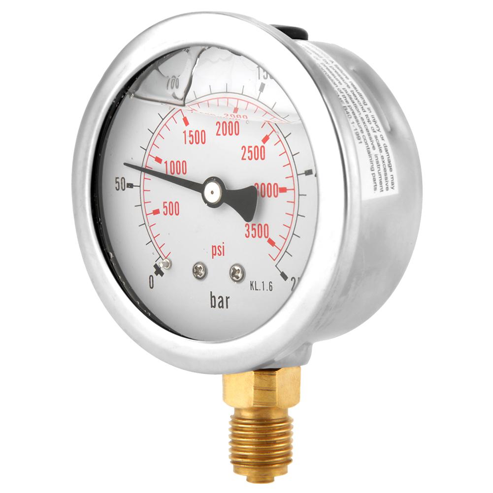 Metal Pressure Gauge 0-250Bar 3750PSI 0-600Bar 8500Psi 1/4" 63mm Dial Hydraulic Water Pressure Gauge manometer pressure measure