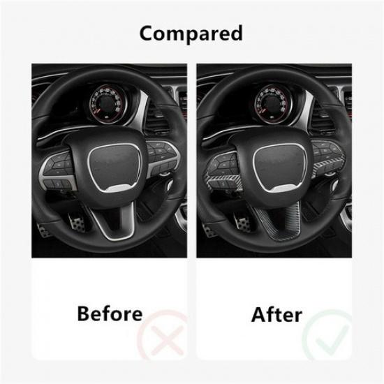 Carbon Fiber Car Steering Wheel Button Frame Cover for Dodge Challenger 2015-20