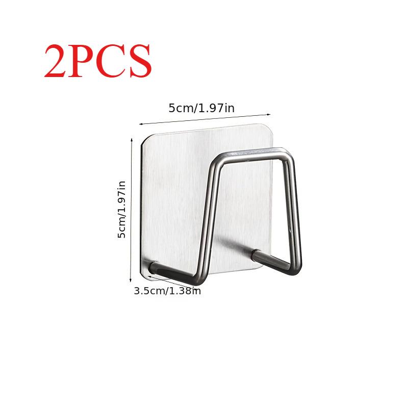 1/2pcs Stainless Steel Sponge Draining Rack: No-Drill Kitchen Sink Cover Holder, Wall-Mounted Storage Hanger for Pot Lids