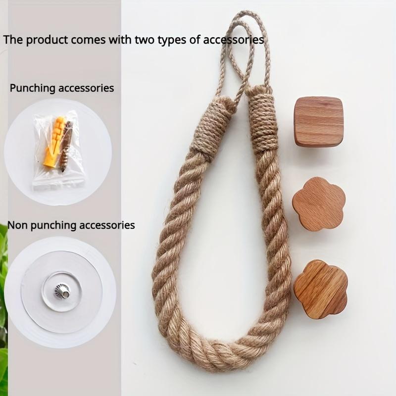 1PC Simple Hemp Rope Toilet Paper Holder, Bathroom Tissue Storage Rack, Non Perforated Hand Woven Wall Mounted Towel Rack