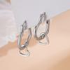 Silver Color Double Heart Hoop Earrings for Women Korean Y2K Style Simple Ear Bukle Jewelrys Accessory Gifts