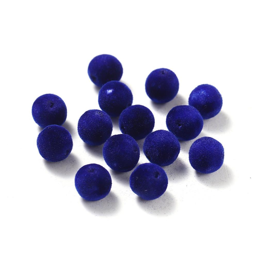 30 Pezzi 8/10mm Colorati Feltro Floccato Peluche Perline Acriliche Perline Distanziatrici Sfuse per Orecchini Braccialetti Fai da Te Accessori per la Creazione di Gioielli