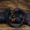 Stylish Men's Stainless Steel Bracelet, Black with an Intricate Wolf Head Design - Vintage Viking Style, Durable and Cool Accessory.