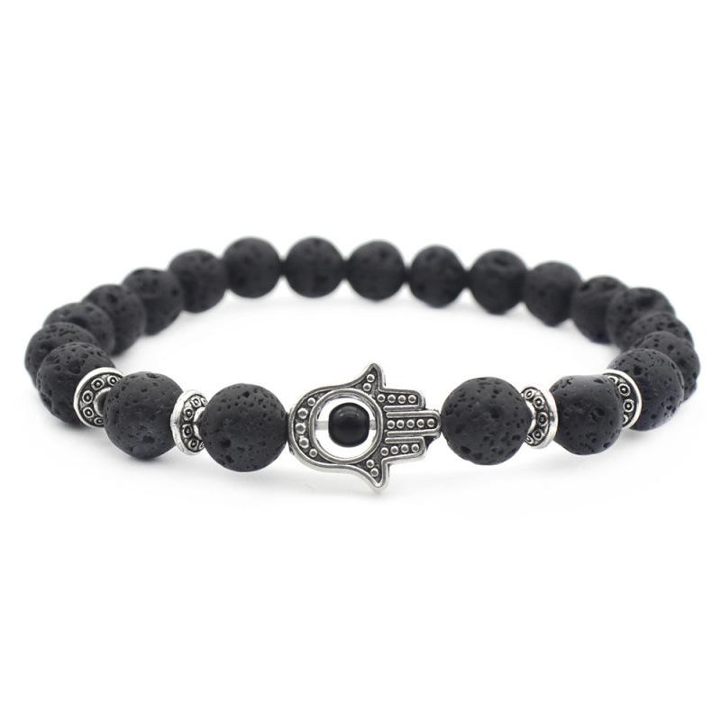 European-American Style 8MM Volcanic Rock Fatima s Hand Bracelet