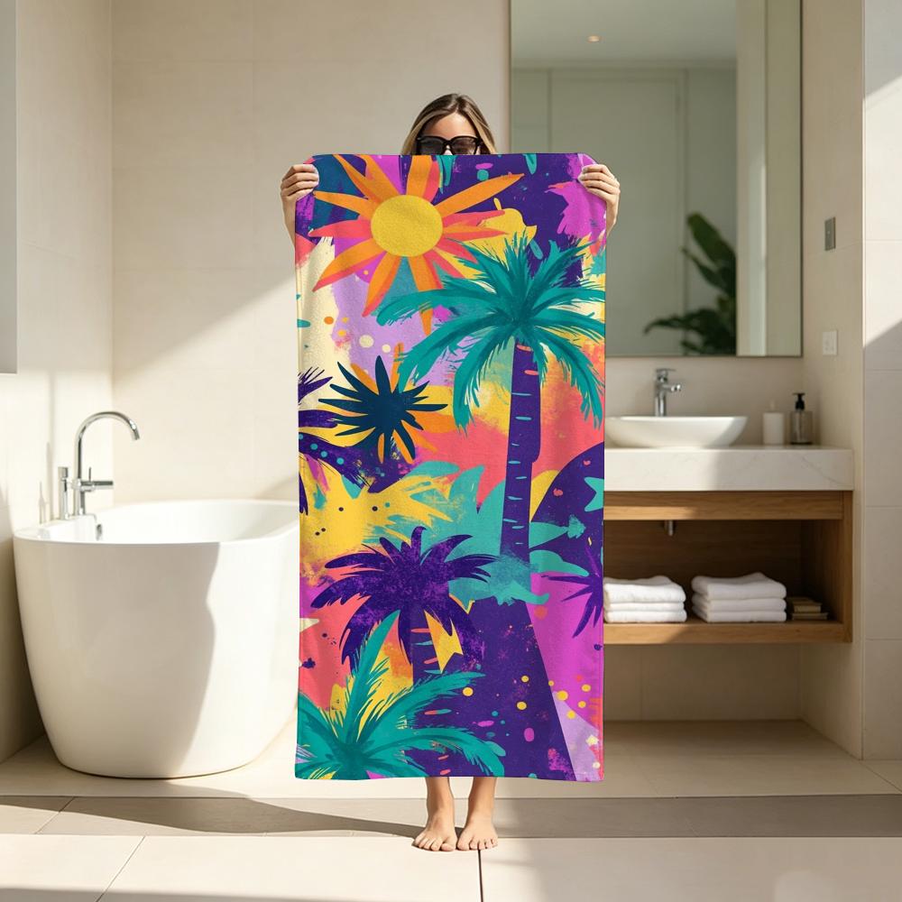 Beach Vibe Summer Coconut Tree Towel ultra-fine fiber quick drying absorbent bath towel, outdoor swimming sports towel