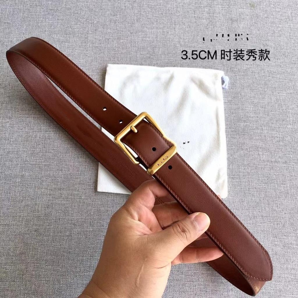 New 3.5cm high-quality first-layer cowhide MIU belt decorative buckle with jacket pants leather belt