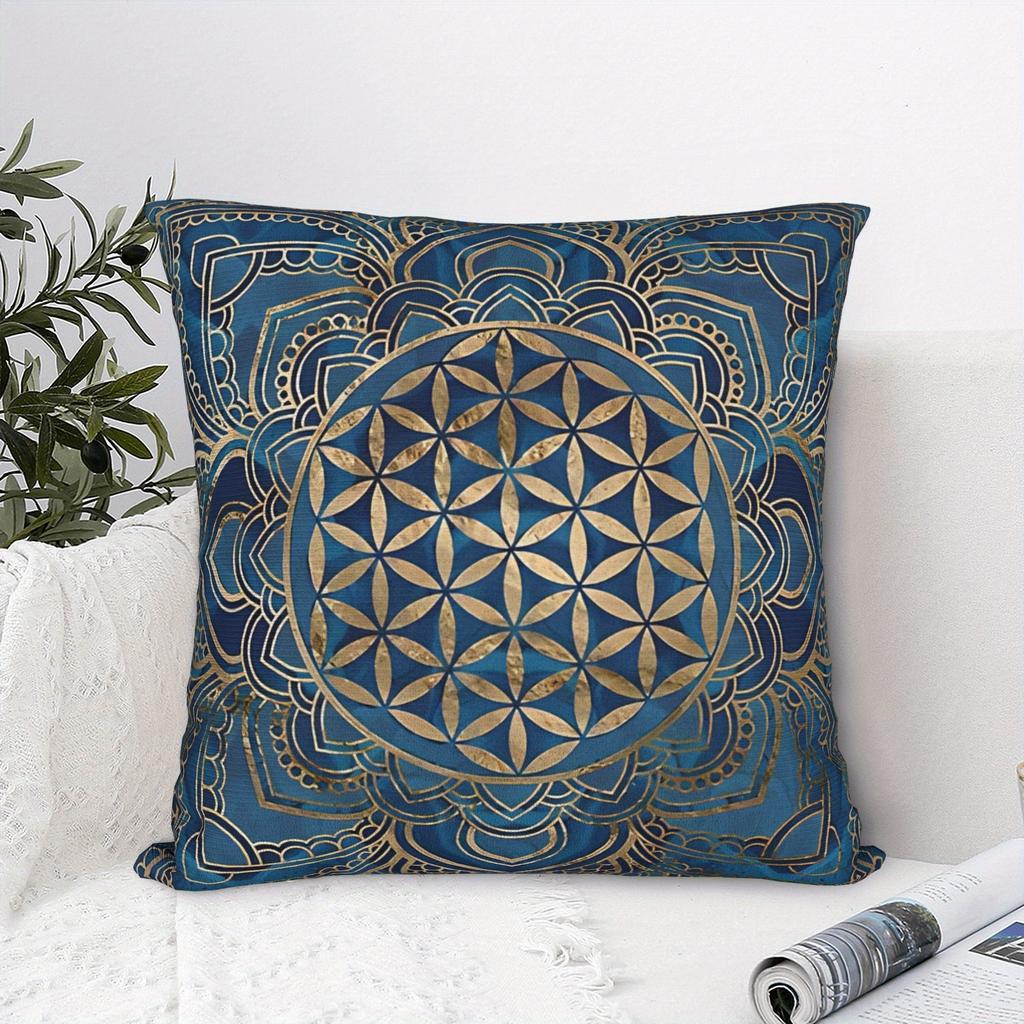 Flower Of Life Mandala Pillow Cover Double Sided Print Luxurious Pillow Cover Bedroom Living Room Sofa Spiritual Accessory Gift