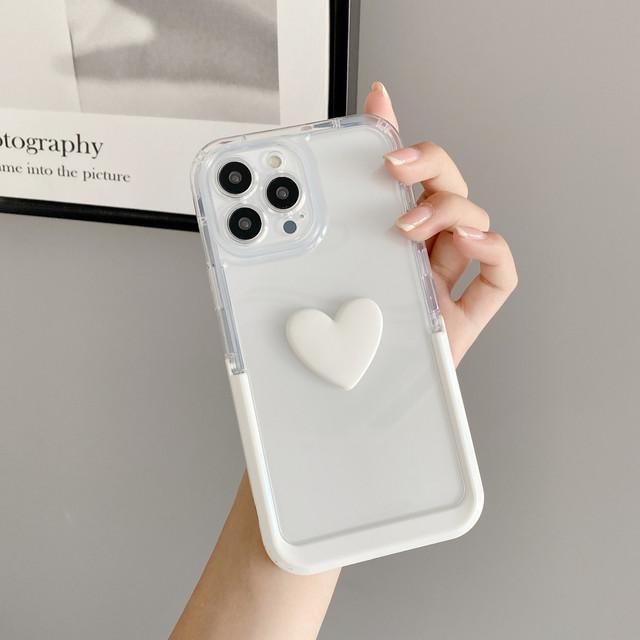 6 Farben Ins Love 3D Herz Niedlicher Ständer Halter Cartoon Paar Handyhülle für iPhone 13 Pro Max 11 12 Promax Stoßfeste Rückseite