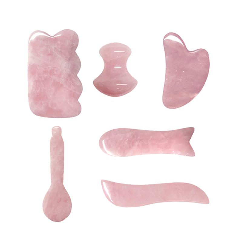 Rose Quartz Gouache Scraper For Face Natural Jade Stone Pink Quartz Gua Sha Scraping Board Acupuncture Health Massage Face Lift