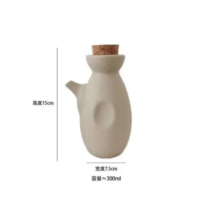 Vintage Ceramic Seasoning Jar Japanese Style Home Kitchen Salt Chili Sugar Jar Oil Pot Wooden Lid Spice Kitchen Utensils Modern