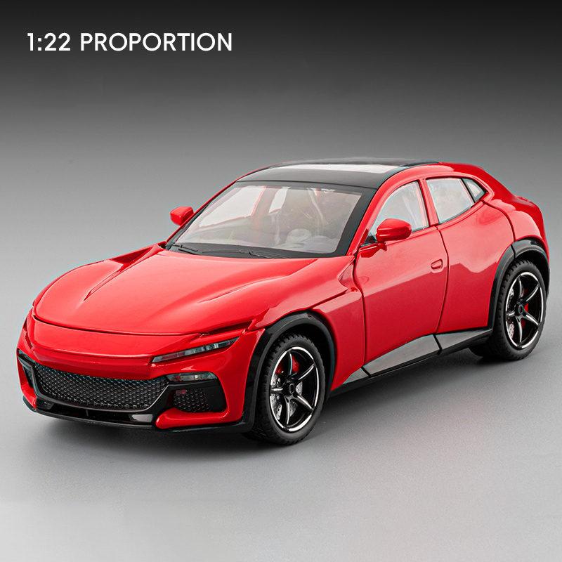 1:24 Purosangues Fuv Suv Legierung Sportwagen Modell Druckguss Metall Rennwagen Fahrzeuge Modell Ton Und Licht Simulation Kinderspielzeug Geschenk red