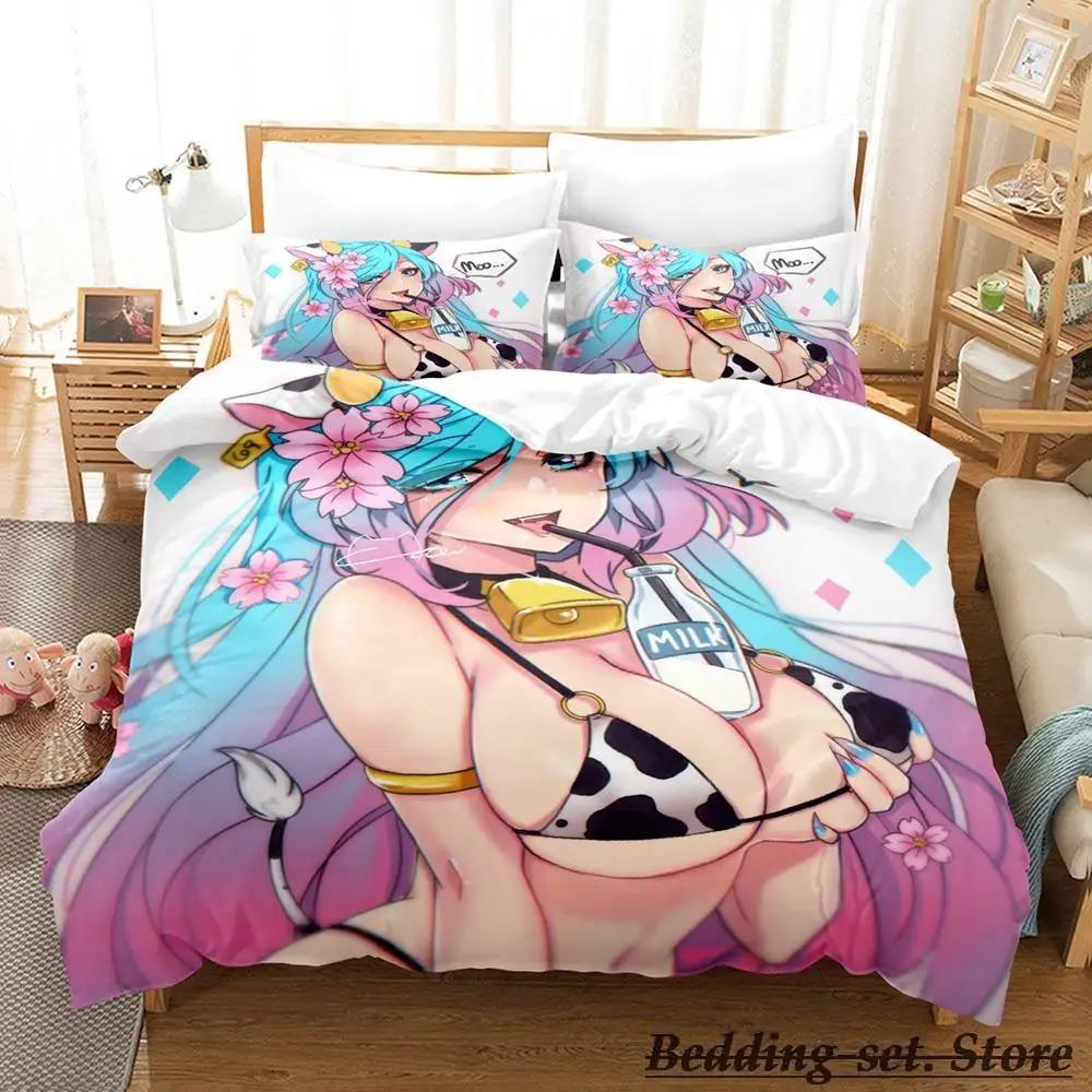 Sexy Girls Silvervale VTuber Bedding Set Single Twin Full Queen King Size Bed Set Adult Kid Bedroom Duvetcover Sets Anime Kawaii