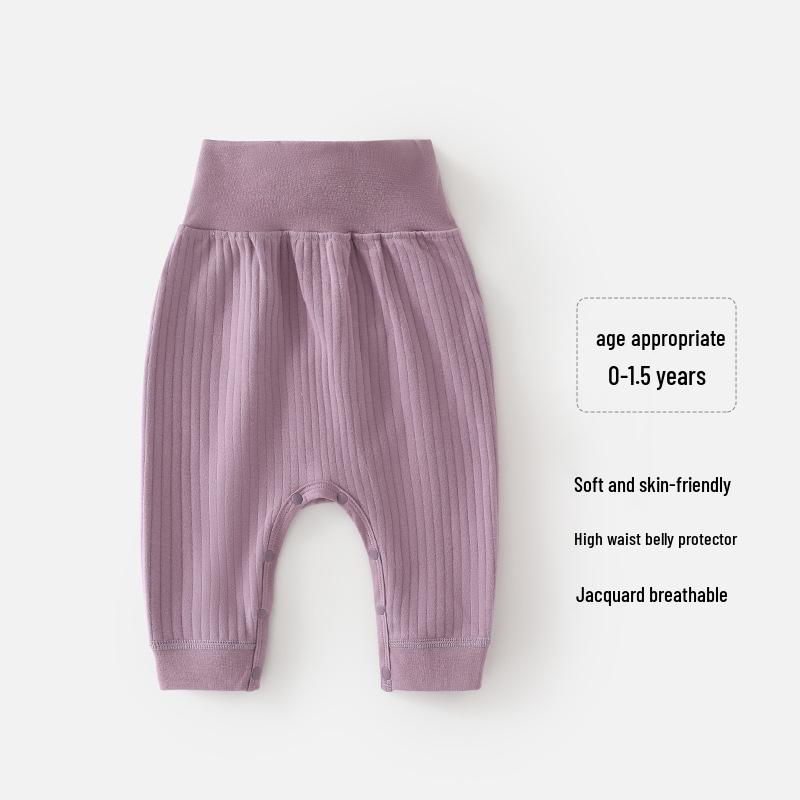 

Детские хлопковые брюки с высокой талией - Большая попа, защита животика, теплые для весны и осени 80 cm