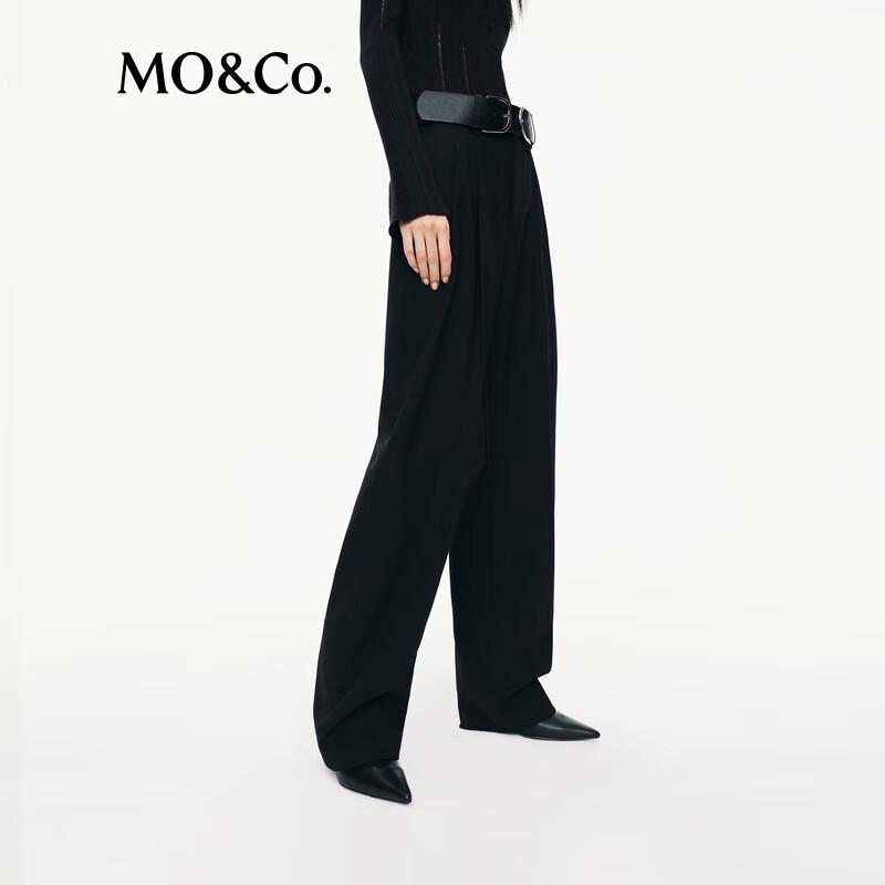 MO&Co. Women's Wool Blend Straight Leg Trousers