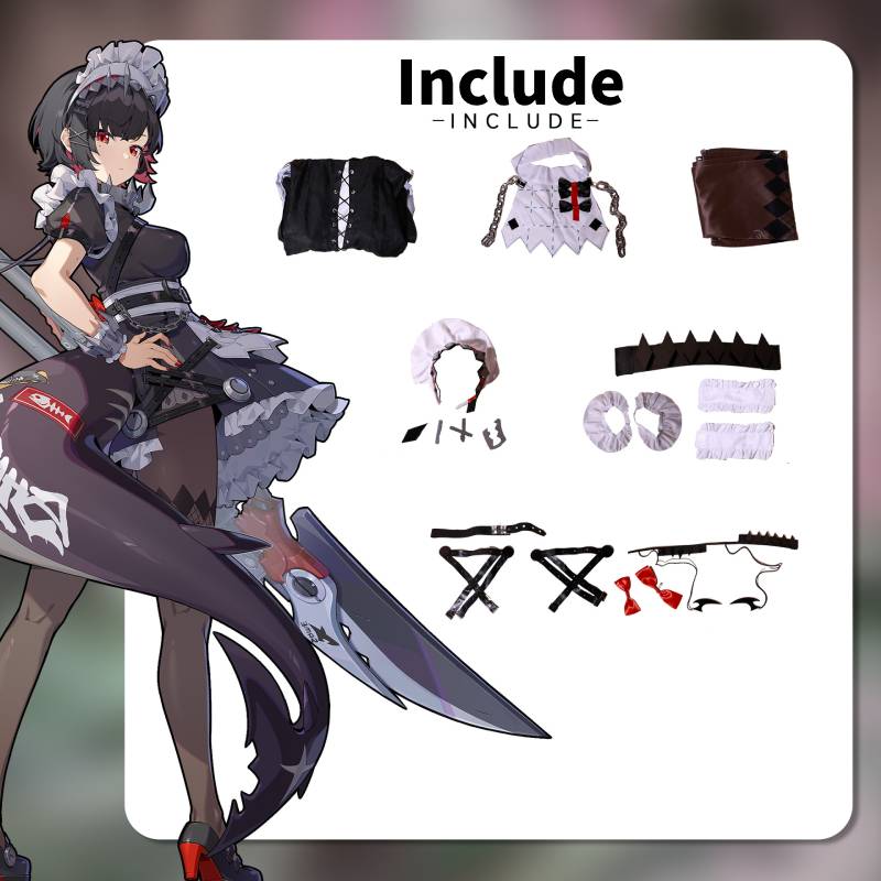 Zenless Zero Zone Ellen Joe Cosplay Game Cartoon Shark Maid Costume Dress Party