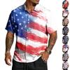 Men's Casual Independence Day Printed Lar Lightweight Breathable Short Sleeve Shirt