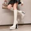 Ultra-high Heels Women Boots Quality Patent Leather Knee High Boots Fashion Pointed Slim Fit Long Boots for Women Platform Boot