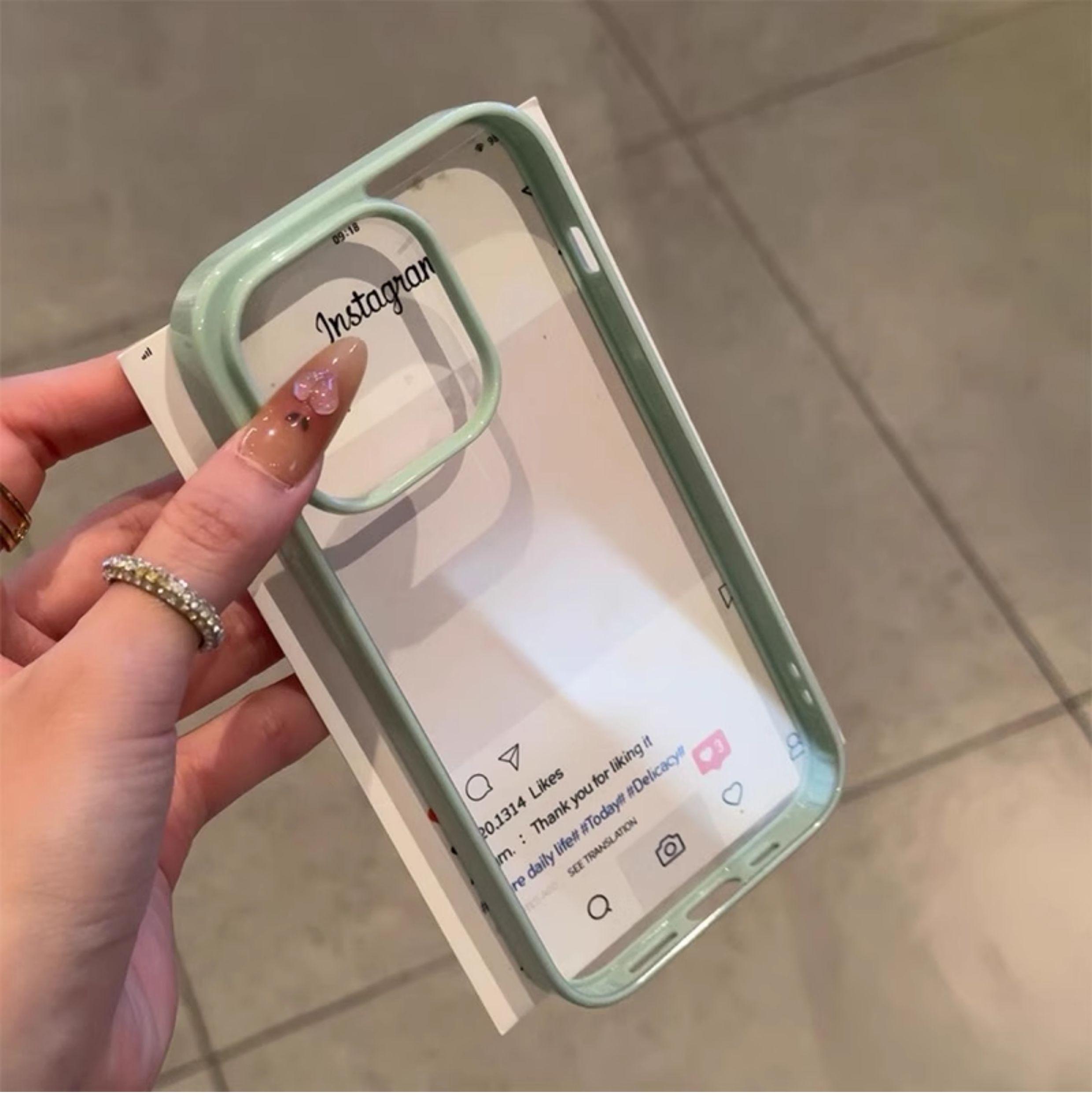 

Candy Color Bumper Clear Phone Case for For Iphone 17 16 15 14 13 12 11 Pro Max Plus Acrylic Hard Transparent Back Cover Capa For iPhone 11 Pro Max