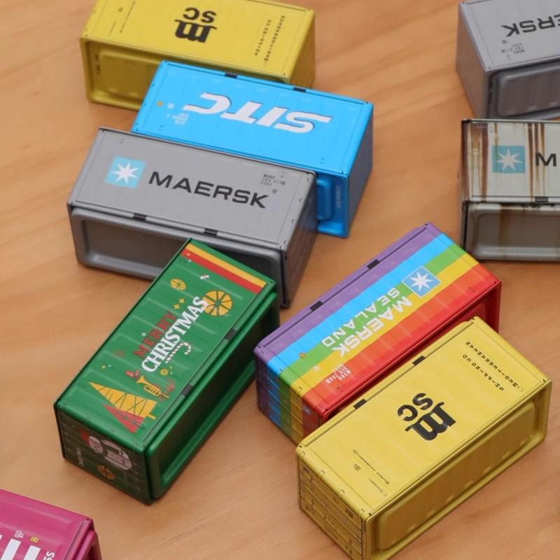 Miniature Tinplate Shipping Container Display Box for Figurines - Trendy Collectible Ornament & Storage Gift