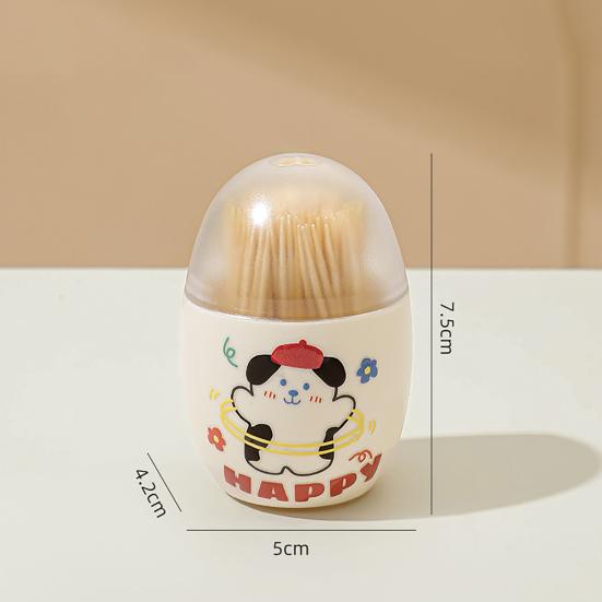 Magnetic Toothpick Box Cartoon Dog Dot Pattern Toothpick Holder Dispenser Fridge Magnet Dust-proof Kitchen Toothpick Organizer Container