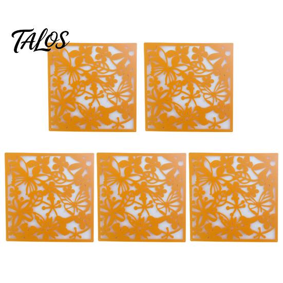 Hollow Carved Screen 5Pcs Hanging Room Divider Panel, Flower Butterfly Bird Wall Screen, Retro Square Decorative Partition Panel for Home Living
