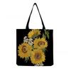 Women Vintage Linen Tote Bag - Large Capacity Sunflower Print Shoulder Handbag for Casual & Grocery Shopping KTB