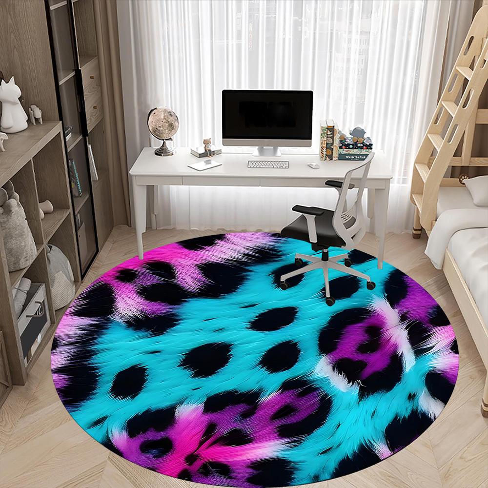1pc Cheetah Print Vibrant Office Round Area Rug, Mat Suitable ForOffice, Under Office Chairs Bedroom Living Room Home Decor, Room Deco