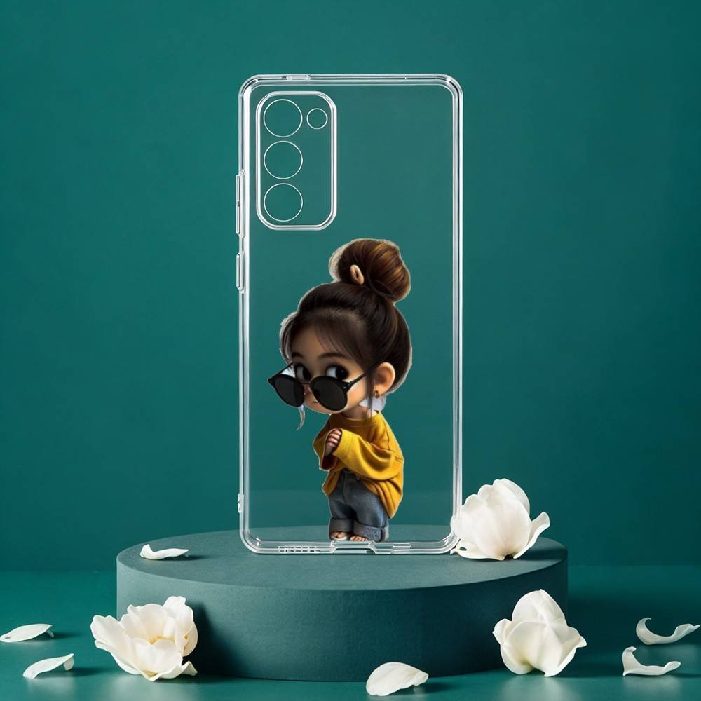 C-Cartoon Cute Baby Girl Phone Case For Samsung Galaxy S24 S25 S23 S22 S21 Plus S24 S25 Transparent Cover Case