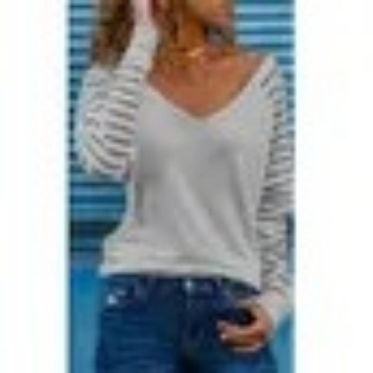 

Модные женские повседневные топы, весенние полосатые свободные футболки с длинным рукавом, удобные и универсальные футболки для женщин, элегантная женская одежда 5XL светло-серый