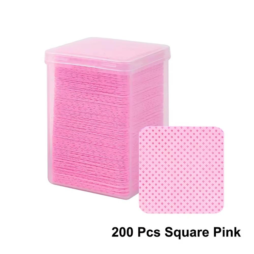 200Pcs/Box Lint Free Clean Cotton Tablet Non-Woven Fabric Eyelash Extension Nail Glue Wipes Cleaner Cloth