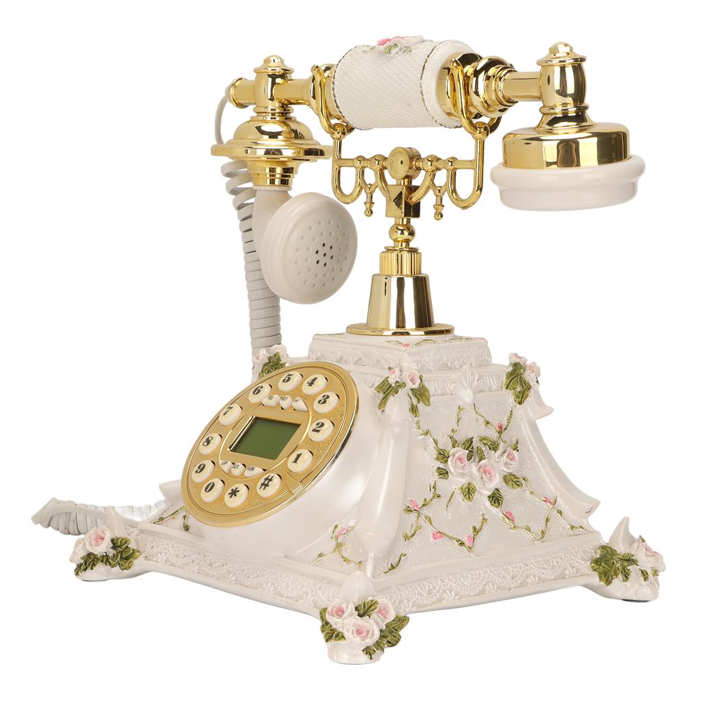 Vintage Telephone Button Dialing Hands Free Old Fashioned Landline with LCD Display for Home Cafe