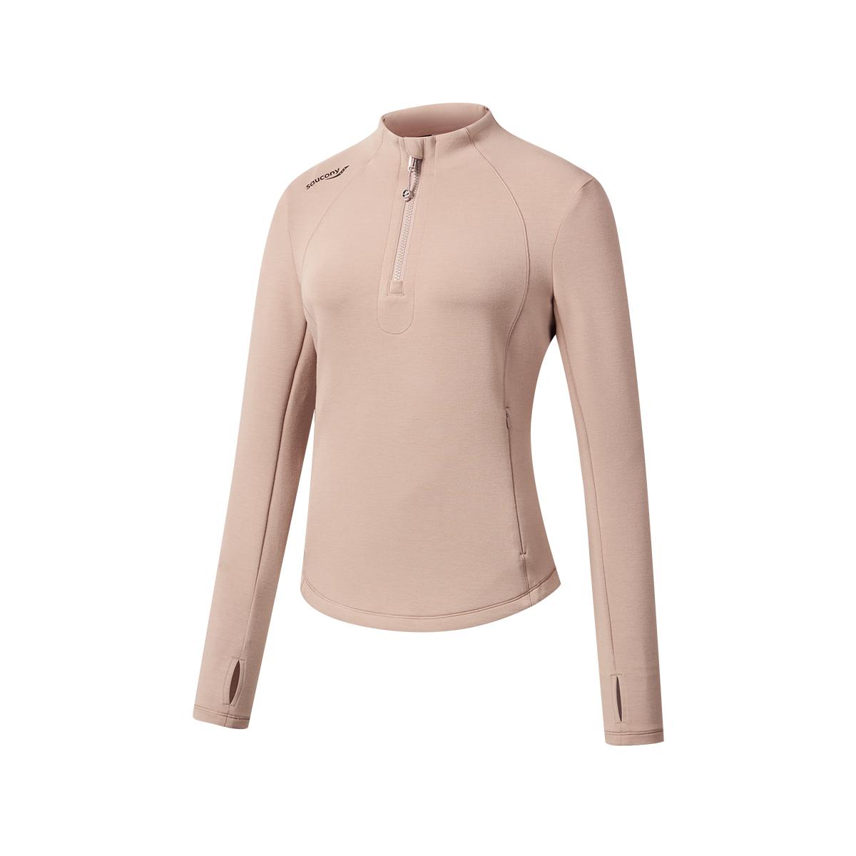 Saucony Half-Zip Stand Collar Long Sleeve T-Shirt Women tops SA1269LT14L-CO094