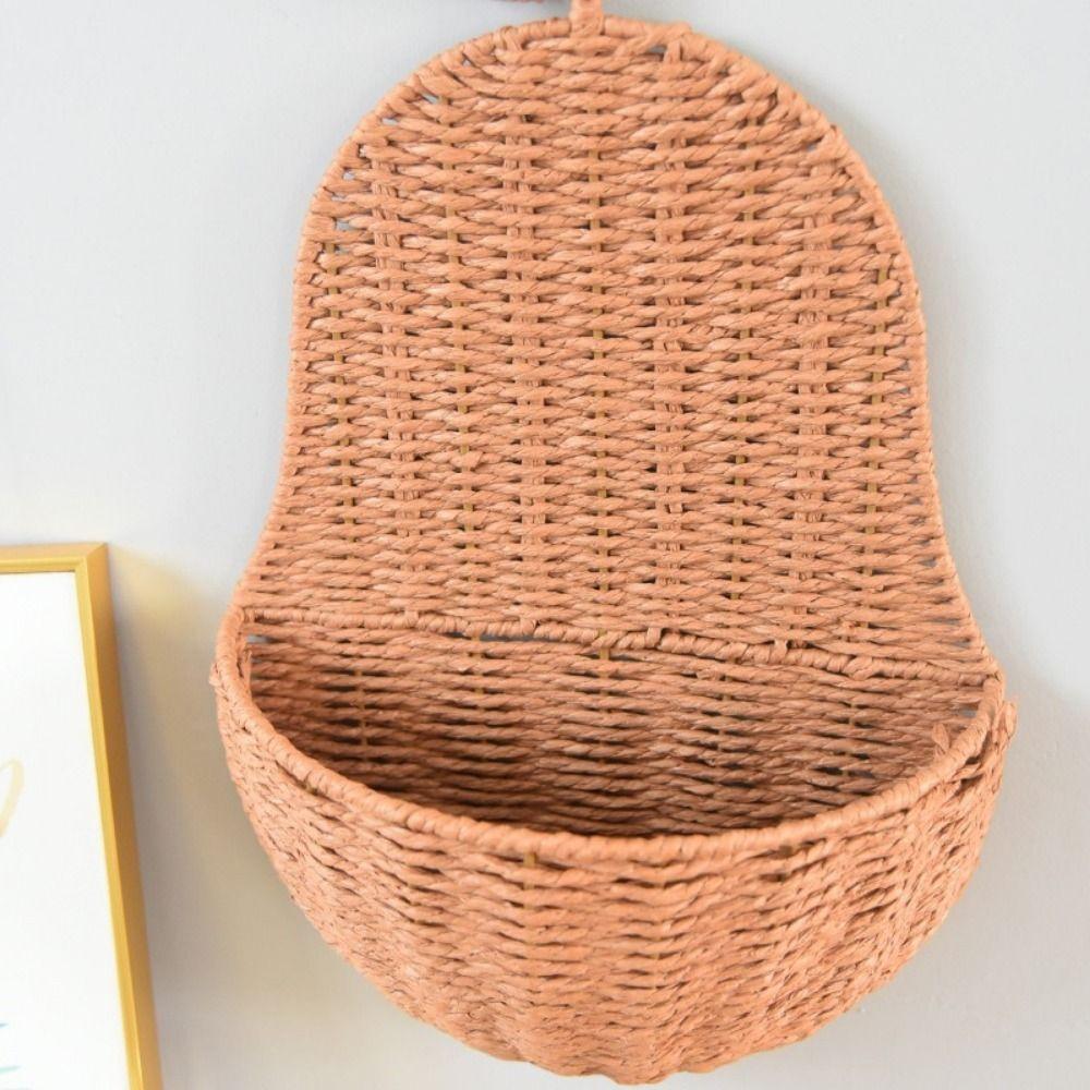 Handmade Pear Shape Storage Basket Decorative Rustic Imitation Rattan Storage Basket Eco-Friendly Woven Hanging Basket