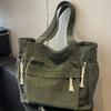 Corduroy Tote Bag with Multiple Pockets Adjustable Shoulder Strap Casual Shoulder Bag for Women, Shopping, Commuting, and Travel