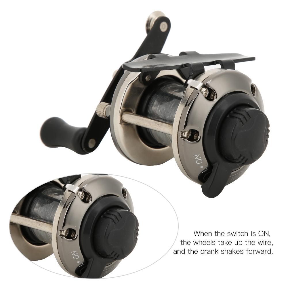 Portable Ice Winter Fishing Reel Small Plate Wheel Lateral Reel with Line Tackleblack