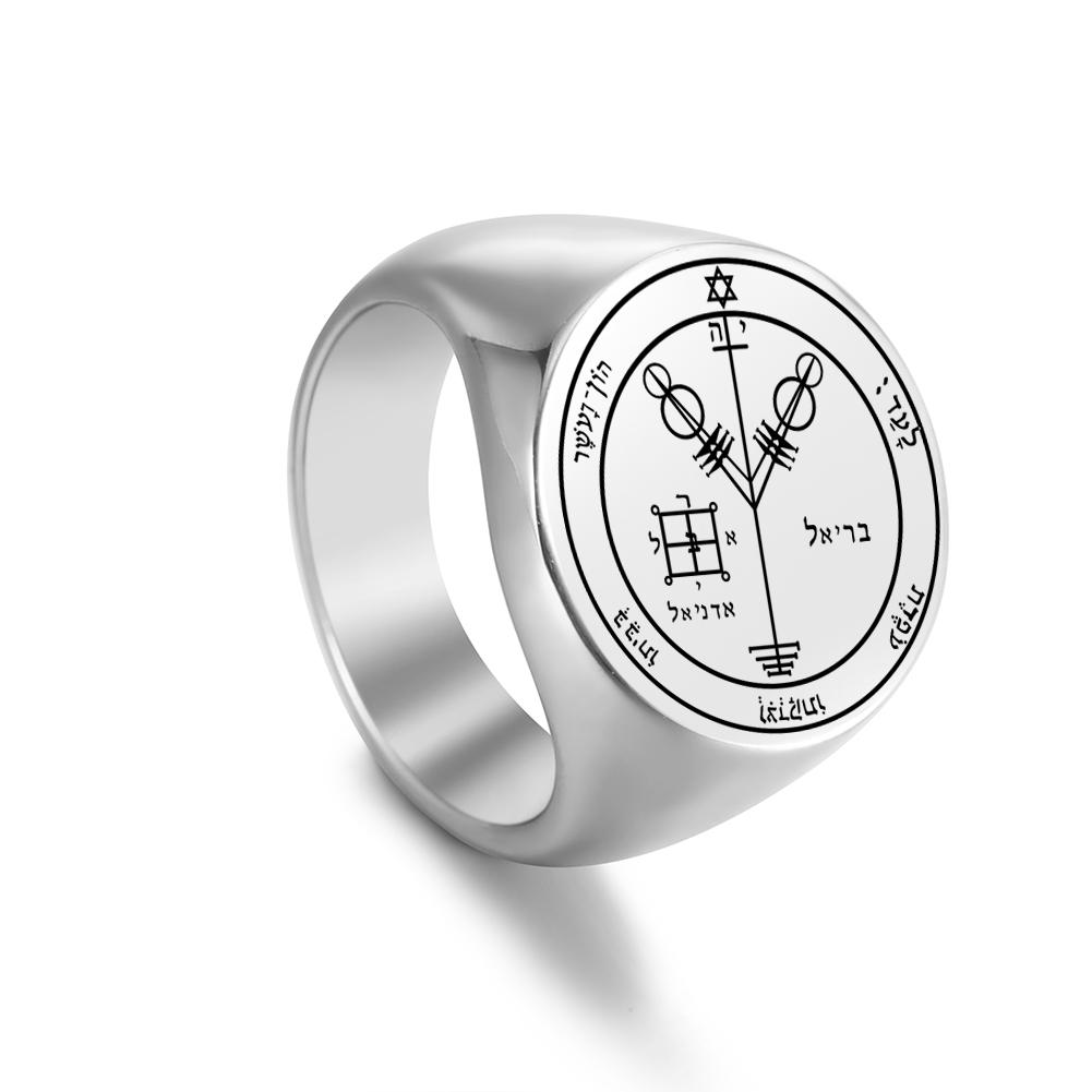 Sigillo dei Pentacoli di Giove Anelli Vichinghi Gotici per Uomo Donna Vintage Chiave di Salomone Punk Wicca Acciaio Inossidabile Sigillo Anello Gioielli